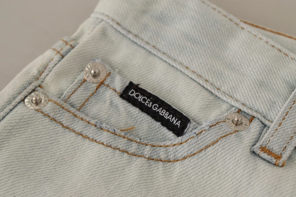 Pantalones de mezclilla para niños Dolce & Gabbana azul claro algodón andrajoso etiqueta 6 $300 Foto 4 de 4