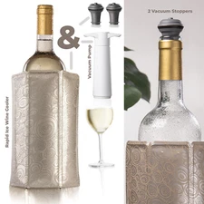 SET of Wine Rapid Active Ice Cooler Chilling Sleeve & Wine Saver, Bottle cooler