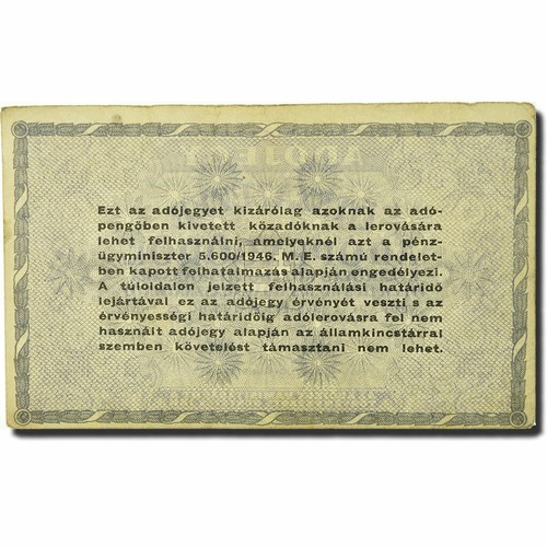 [#566385] Banknote, Hungary, 500,000 (Ötszazezer) Adópengö, 1945, 1946-05-25, KM - Afbeelding 2 van 2