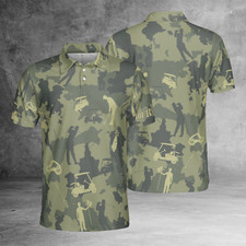 Camouflage Texture Golf Set Short Sleeve Polo Shirt, Military Polo Shirt S-5XL