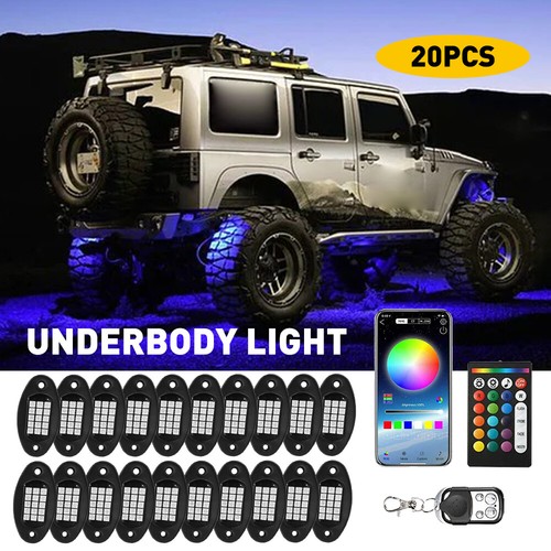 FOR JEEP WRANGLER UNLIMITED RUBICON JL JKU 20-PCS RGB LED ROCK LIGHTS NEON GLOW - Foto 15 di 22