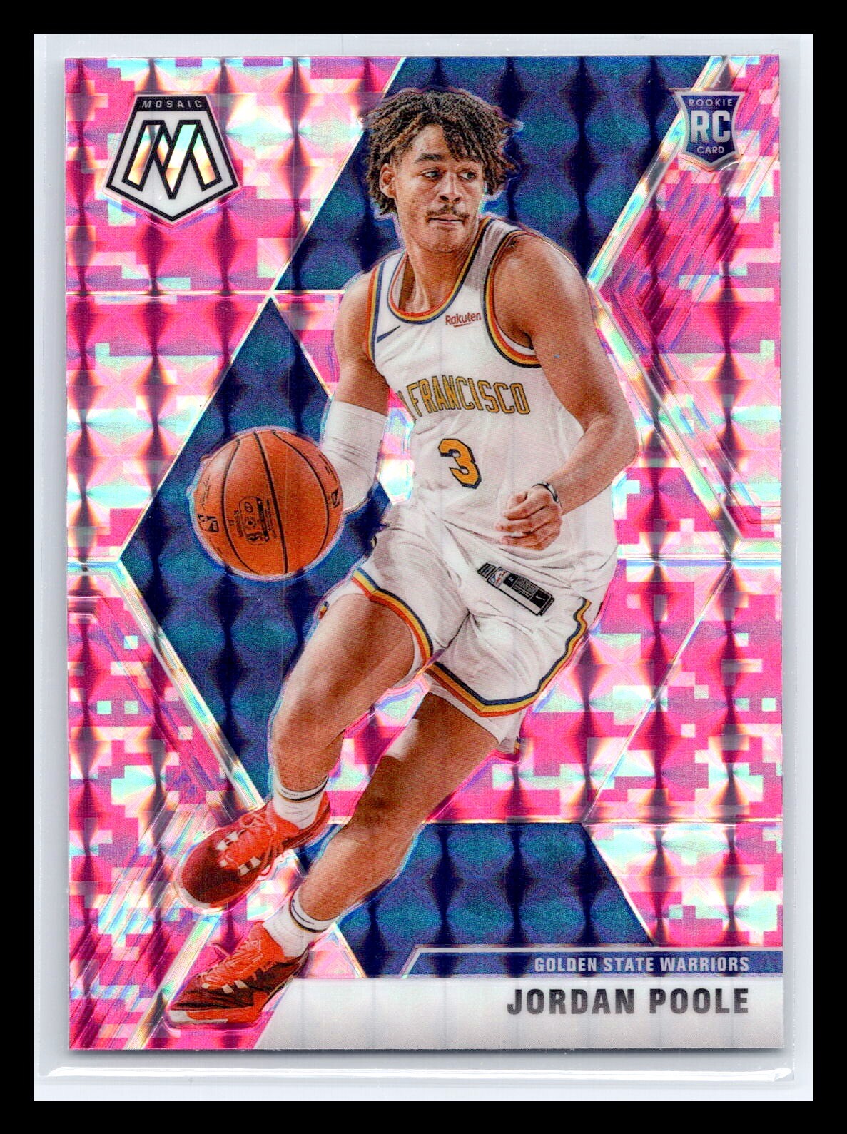 2019-20 Panini Mosaic NBA #228 Jordan Poole Camo Pink Prizm Rookie RC WARRIORS