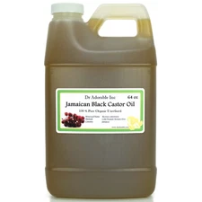 BLACK CASTOR OIL 100% PURE ALL NATURAL CARRIER OIL ORGANIC BY DR.ADORABLE 64 oz