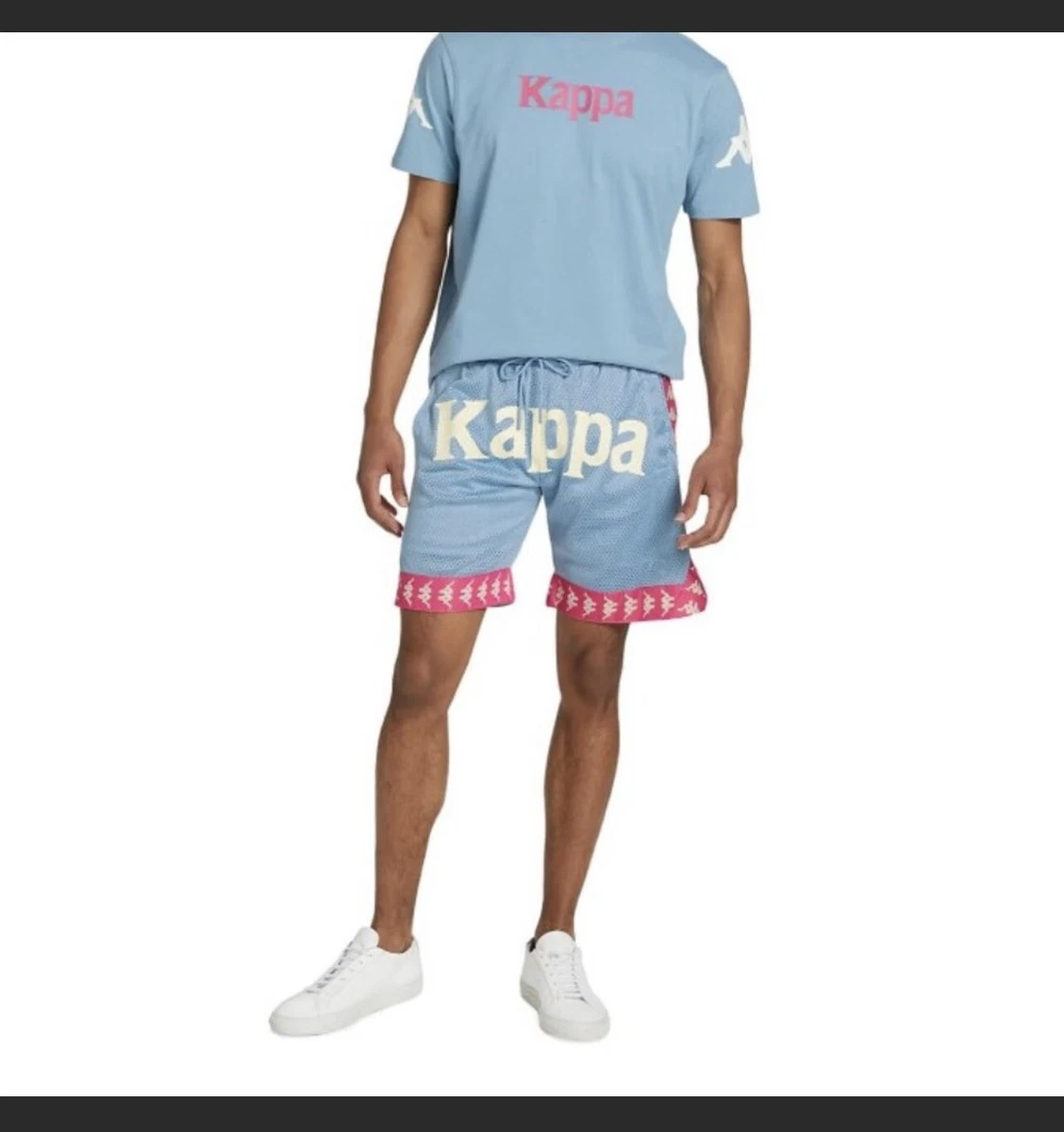 Kappa 222 Banda Vosker Logo Blue And Pink Shorts - NWT - L