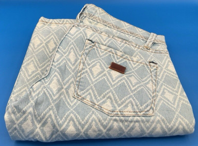 ROXY Denim Jeans Junior Size 29x29 Light Wash Diamond Patter NICE Fast Free Ship