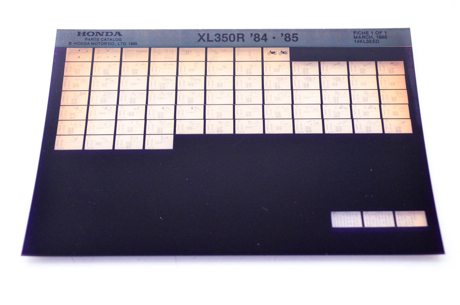 OEM Honda XL350R 1985/March '84 - '85 Parts Catalog Microfiche