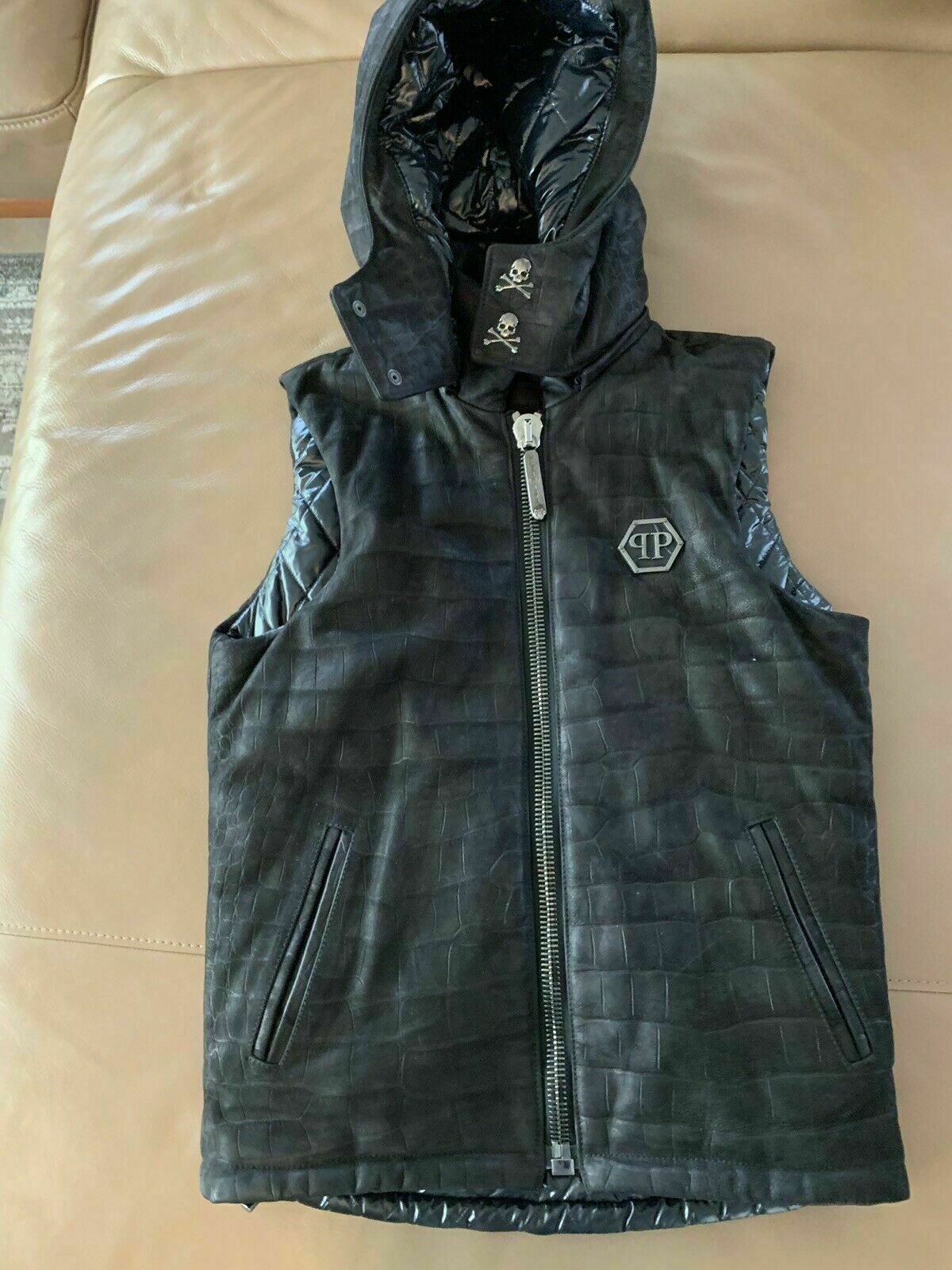 Philipp Plein Croco Python Print Vest Leather Jac… - image 7