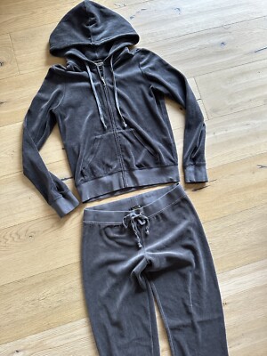 Dark Grey Juicy Couture Tracksuit WOMEN'S VELOUR JACKET BLACK
