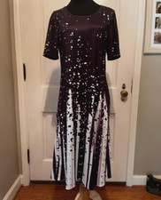 C.O.Z.Y Flared SS Women's Dress - Black w/White, Size -See Description