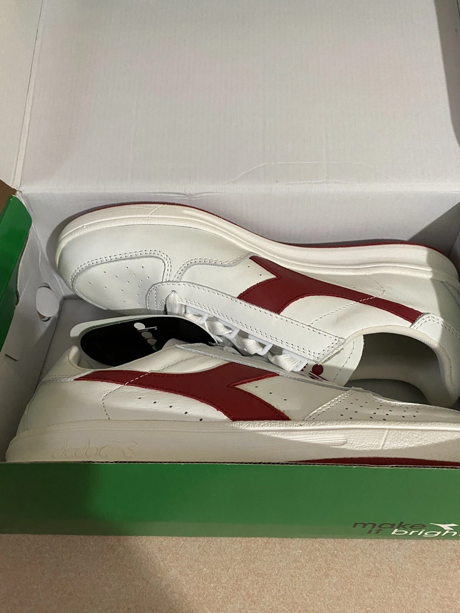Diadora B Elite White Red Pepper Mens Shoes US 9 Made In ITALY Leather