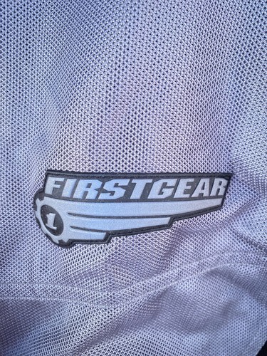 First Gear Motorcycle Jacket Logo Padded Hook & Loop Pockets Full Zip Silver XL - Picture 4 of 19
