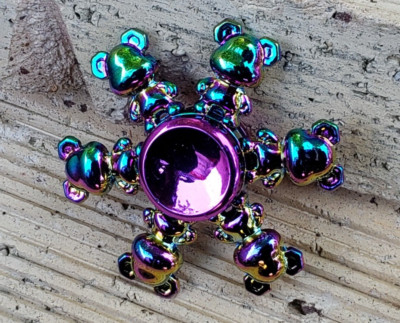 Rainbow 6 Teddy Bear Metal Fidget Spinner Toy Boys Girls Kids Adults ADHD Focus