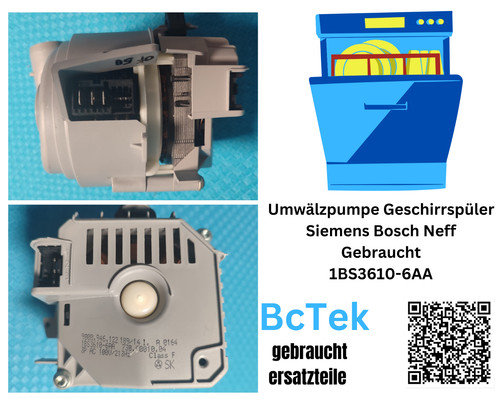 Umwälzpumpe Geschirrspüler Siemens Bosch Neff 1BS3610-6AA Gebraucht