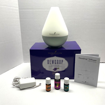 Young Living Dewdrop Essential Oil Ultrasonic Diffuser w/ 3 Bottles of Oil New