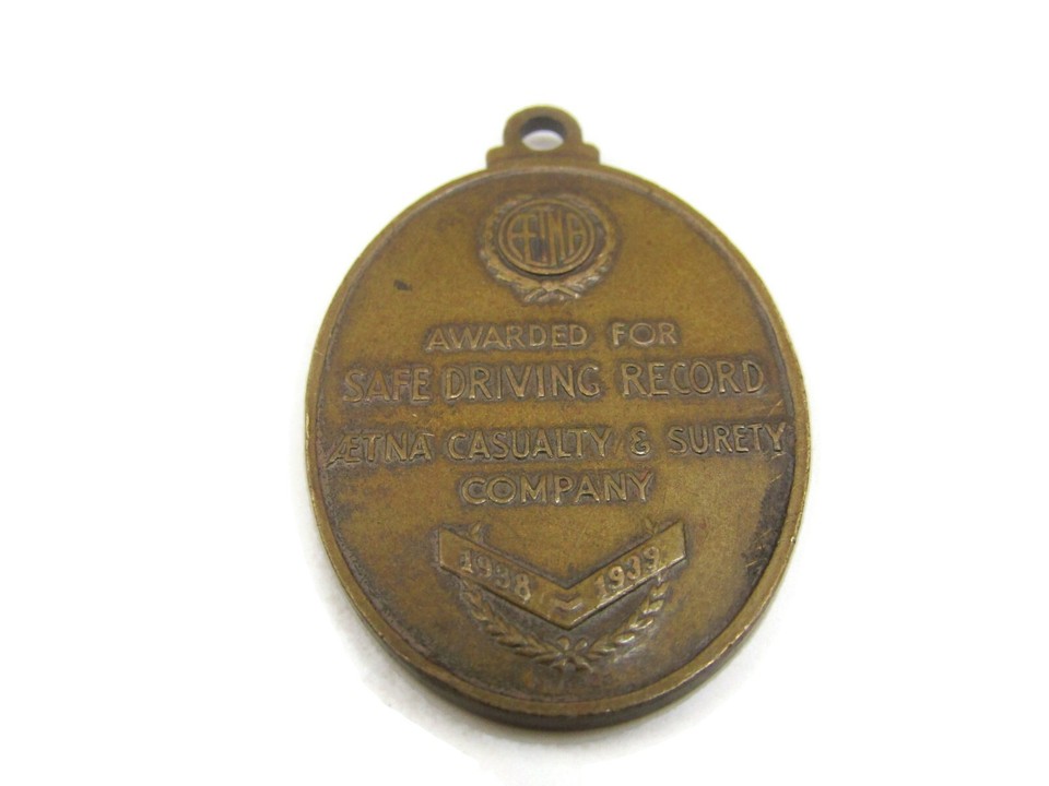 Aetna Casualty & Surety Insurance Safe Driving 1939 Pendant Award eBay