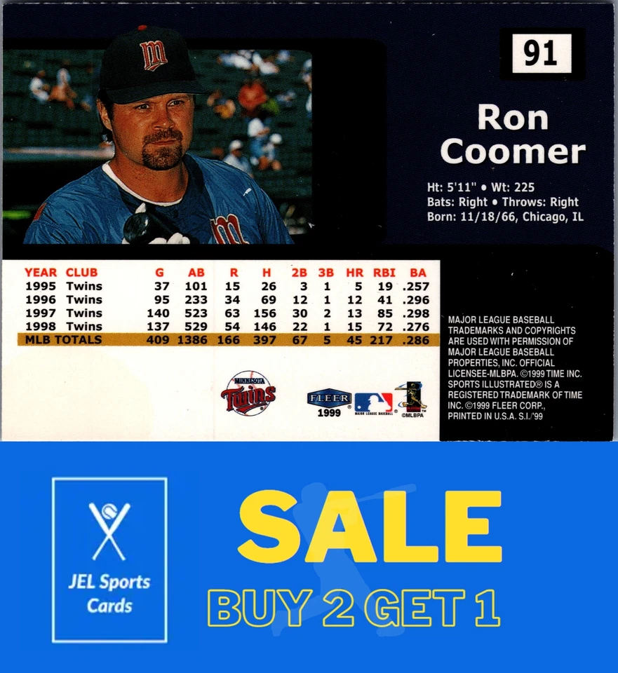 1999 Sports Illustrated #91 Ron Coomer - Image 2 of 2