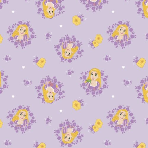 Disney Forever Princess Rapunzel Wreaths Purple 100% Cotton Fabric by The Yard - Picture 1 of 2