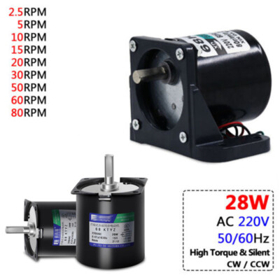 1pc 68KTYZ 28W Vollmetallgetriebe Synchronmotor 220VAC 8mm exzentrische D-Welle