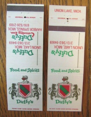 HARBOR SPRINGS & UNION LAKE, MICHIGAN MATCHBOOK COVERS: DUFFY'S MATCHCOVERS -D