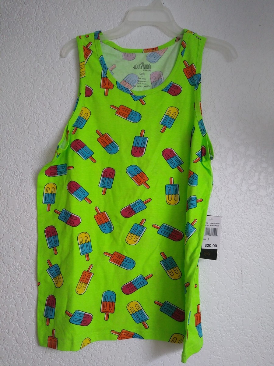 Hollywood The Jean People Men's Tank Top Color Neon Green With Ice