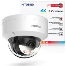 Hitosino 4k Smart Light Color 8MP 3-Axis AI PoE IP Camera IP67 IK08 Built in MIC