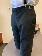 Black Flat Front Formal Dress Trousers with no satin leg stripe adjustable waist