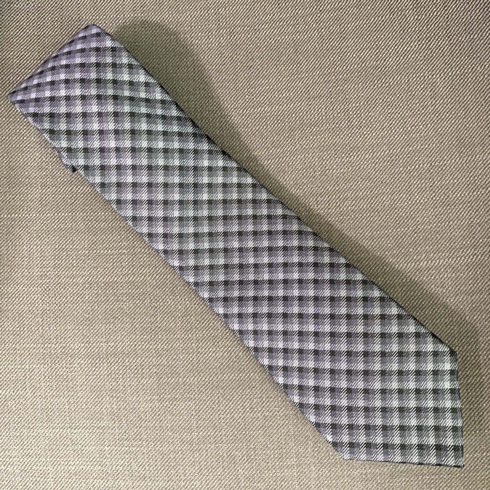 Michael Kors Men's Neck Tie Black Grey Check Silk Blend NWT