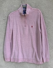 Izod Saltwater Pullover Mens Large Pink and Blue 1/4 zip NWOT