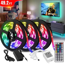 100FT Flexible 3528 RGB LED Strip Light Remote Fairy Light Room Party Waterproof