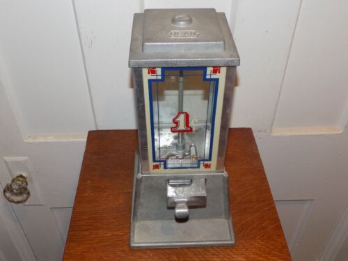 Vintage Dean Penny Arcade Products Co. 1 Cent Gumball Machine No Key - Afbeelding 1 van 10