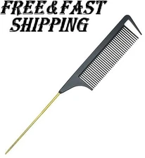 9.3'' Rat Tail Comb for Hair Stylist - Parting Comb with Metal Stainless Steel P
