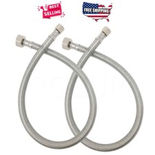 Faucet Hose Connector 24 Inch 3/8 Comp x 1/2 FIP Braided Stainless Steel 2 Pack