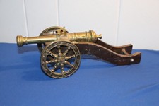 Vintage Brass English British Miniature Cannon 4.5 W 12 D 4 H