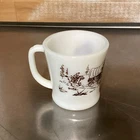 DAVY CROCKETT, Brown/White Fire King Oven Ware Mug, Milk Glass, Vintage