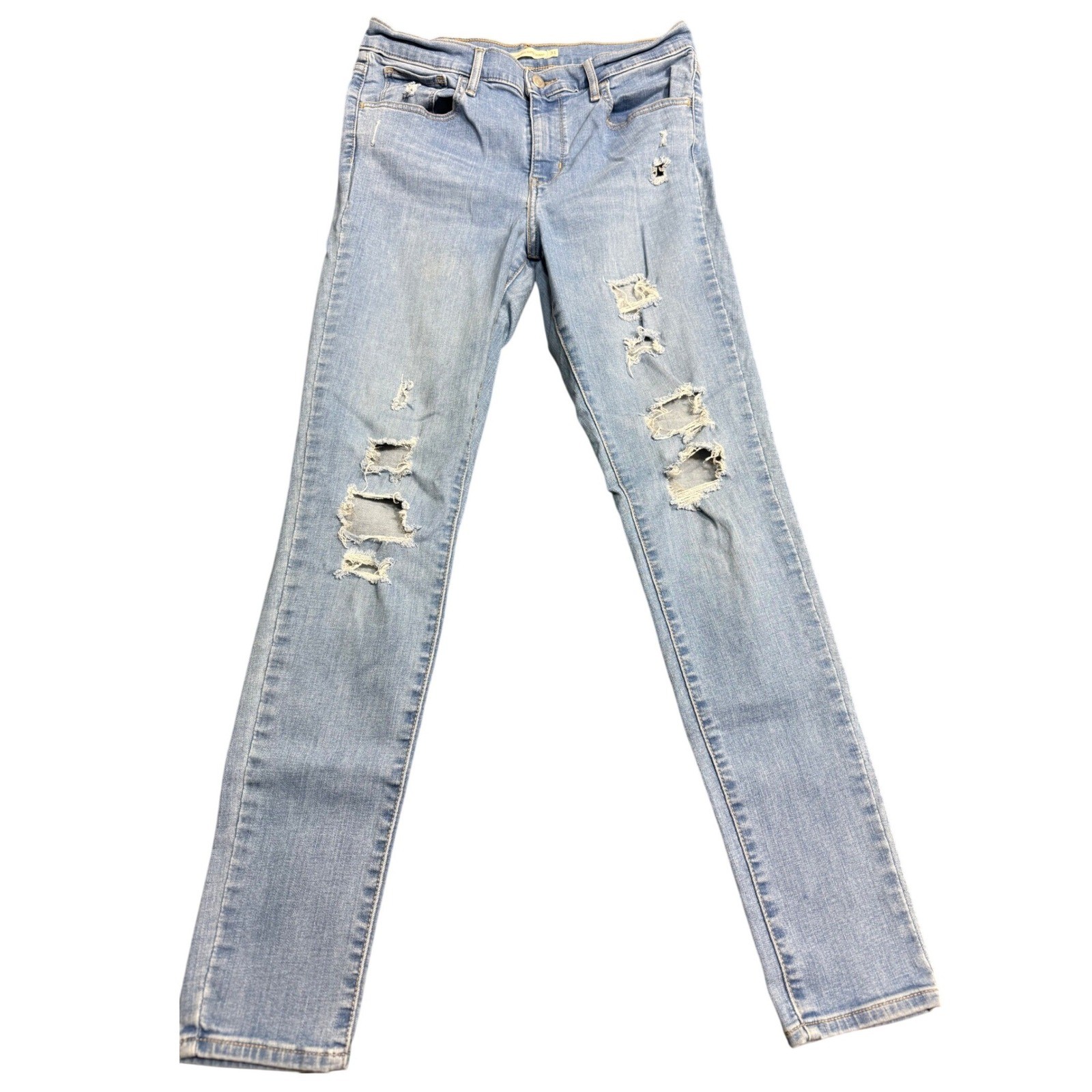 Levi Strauss & Co 720 High Rise Super Skinny Jeans Light Wash Distressed Size 31