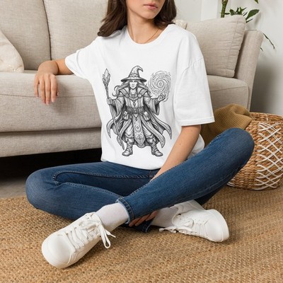Witch Wizard Mage Illustration T-Shirt | Fantasy Sorceress Shirt