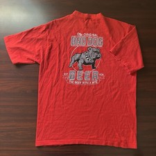 Vintage Bad Dog Beer T Shirt Hawaii Red Bulldog Made in USA Large Single Stitch
