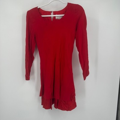 Misty Lane Women Romantic Mini Dress Size 6 Coquette Red Flowy Satin Hem  Vintage | eBay
