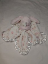 Little Me Bunny Floral Plush Pink White Satin Security Blanket Lovey Rattle