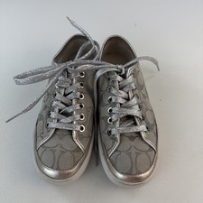 Coach Soho Sneakers signature Jacquard Print with Silver Metallic Trim 7.5 M