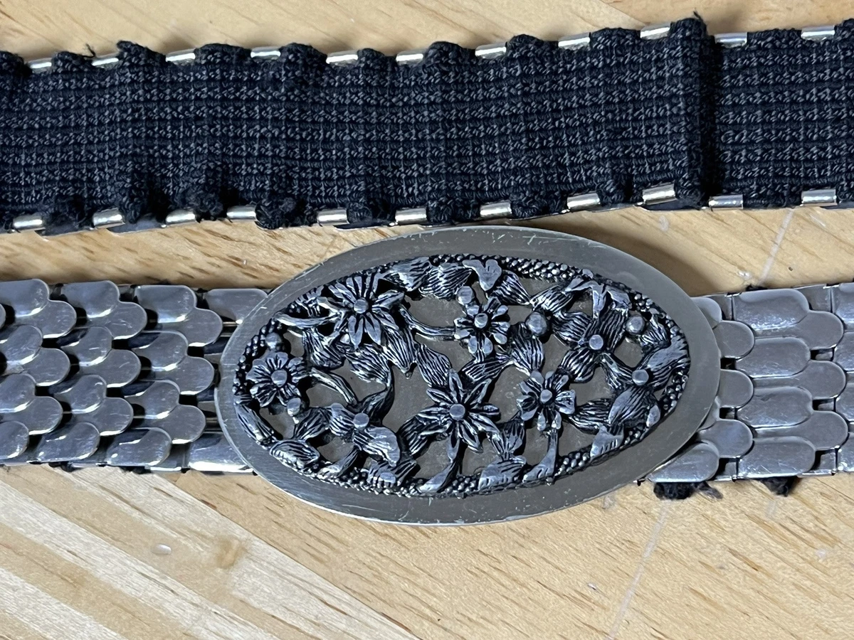 Vintage silver Mesh flower buckle belt size XS Amazon.com: HHH Designs Silver Floral Fleur-de-Lis Belt  main image 4