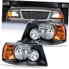 Headlight Assembly 2003-2006 Ford Expedition Black Housing Amber Reflector