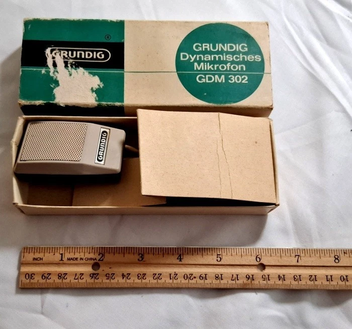 MICRÓFONO GRUNDIG vintage • micrófono GDM 302 • con CAJA original • 3 pines sin probar Foto 4 de 4