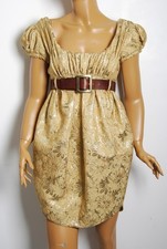 Dolce&Gabbana Women Gold Dress Acetate Polyester Belted Bodycon Wrap Size IT 40