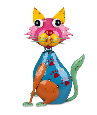 Dekofigur Katze sitzend H. 37cm bunt aus Metall Formano Garten S25