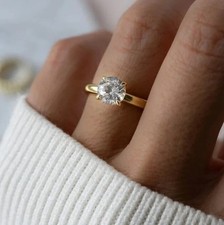 1.50Ct Round Cut Moissanite 14k Yellow Gold Plated 925 Solitaire Engagement Ring