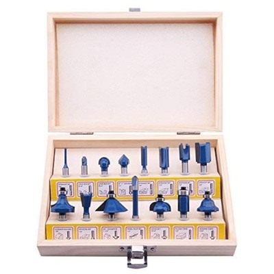 LU&MN Carbide Tipped Router Bits (15 PCS) with 1/4'' Shank, Wood Milling Saw C...