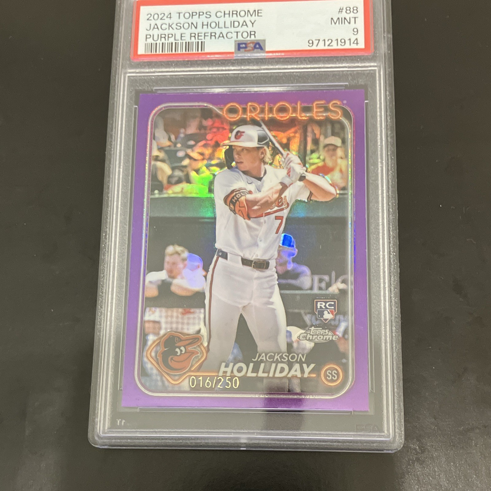 Topps Chrome Jackson Holliday Purple Refractor /250 #88 RC PSA 9 Orioles
