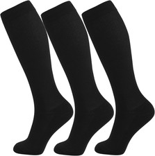 3 Pairs Bamboo Viscose Compression Socks for Women Men 15-20Mmhg Knee High