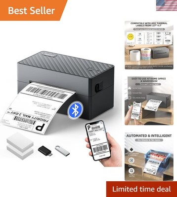 Efficient 4x6 Shipping Label Printer - No Ink, Compact Design, Lifetime Support